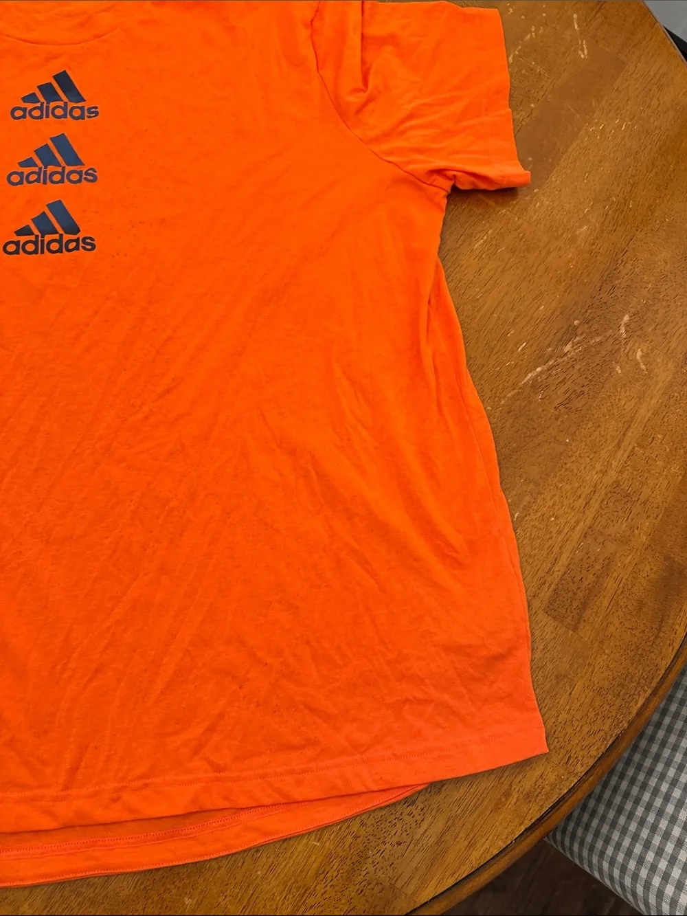 adidas Orange Short Sleeve Tee with Stacked Logo